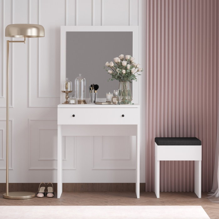 Hanah Home Felix Tocador con Espejo y Silla Blanco Hanah Home Felix Tocador con Espejo y Silla Blanco